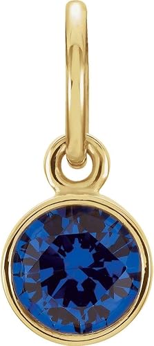 Amazon Co Jp 14kイエローゴールド Posh Mommy 4mm 0 37 Ctw イミテーションブルーサファイア 誕生石チャームペンダント ジュエリー