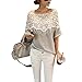 Genluna Lady Lace Cape Collar Cutout Crochet Batwing Sleeve Tops Blouse