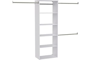 ClosetMaid SuiteSymphony Hanging Closet Kit Includes (1) Tower, (3) Closet Rods, and (6) Shelves, White