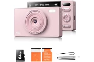 64GB Digital Camera for Kids Photography: 48MP Mini Camera Anti Shake 1080P Video Camera Autofocus 16X Zoom Anti Shake Point 