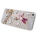 iPhone SE Case,iPhone 5S Case,iPhone 5 Case -Mavis's Diary 3D Handmade Crystal Butterfly Lingers Over The Flower Rhinestone Diamond Bling Clear Hard Case Cover for iPhone SE/5S/5