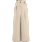 BTFBM Women Wide Leg Dress Pants 2026 High Waisted Button Pleated Business Casual Trousers Office Work Palazzo Pants