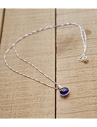 MIZZE - Collar de plata de ley 925 con colgante de protección contra el mal de ojo, cadena de 18.9 in