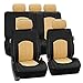 FH Group PU008BEIGE115 Universal Fit Full Set Perforated Leatherette Beige Automotive Seat Covers fits most Cars, SUVs, and Trucks (Airbag and Split Bench compatible)