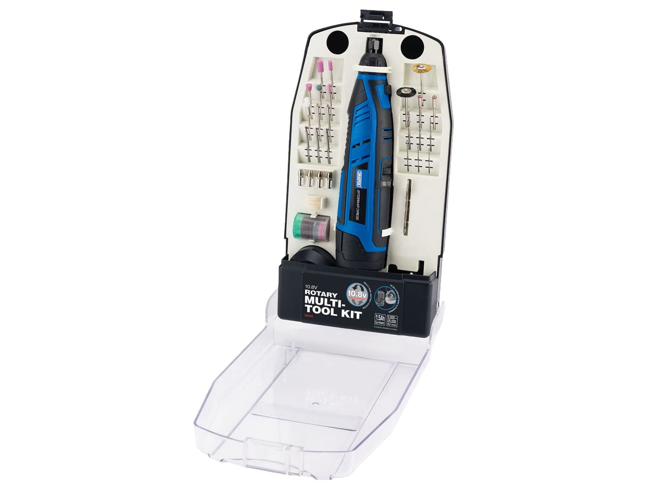 Draper Storm Force 10.8 V 50-Piece Interchange Rotary Multi-Tool Kit | 1.5Ah Battery and Charger Included | 6 Variable Speed | 5000 to 25000 RPM | 02343