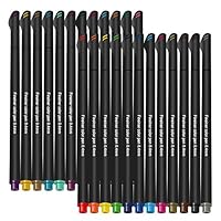 SkyRainbow 24 Colored Pens, 0.38mm Fineliner Color Pen Set Fine Tip Drawing Pens Porous Fine Point Writing Pens Fine Line Marker Pens Planner Pens for Journal Planner Note Taking (24 Colors)