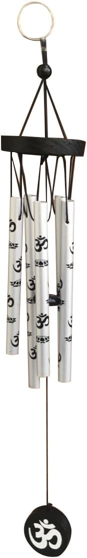 Ryme Feng Shui Wind Chimes with Om Printed on Five Pipes for Good Luck (Silver)