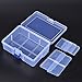 Pack of 4 Plastic Storage Box with Adjustable Dividers for Beads, Jewelry,Tools and Fishing Lures(2pc Organizer Box with 15 Grids & 2pcs Box with 6 Grids)