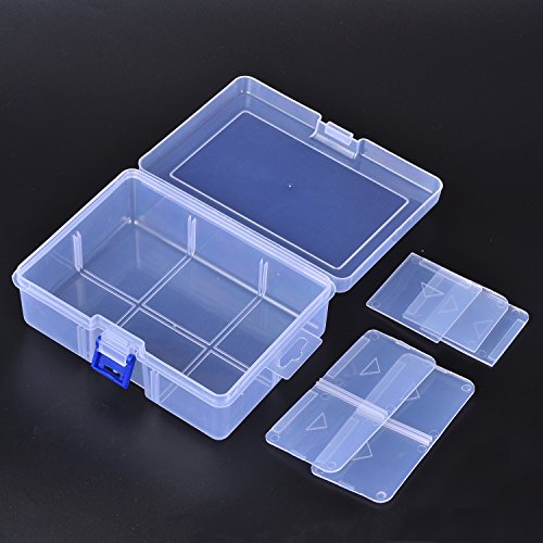 Pack of 4 Plastic Storage Box with Adjustable Dividers for Beads, Jewelry,Tools and Fishing Lures(2pc Organizer Box with 15 Grids & 2pcs Box with 6 Grids) - Thumbnail 5