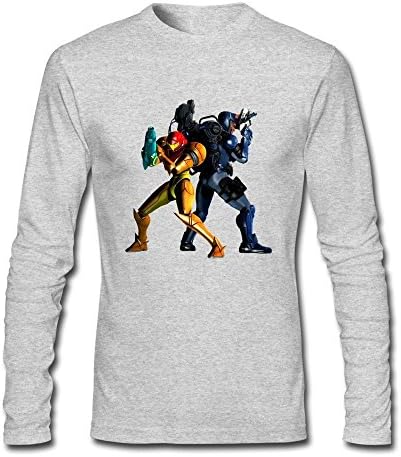 RUIFENG Men's Metroid Other M Sam Higgs Long Sleeve T-shirt Size M Heather Gray