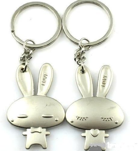 Cookids Romantic Fashion Love Rabbit Alloy Couple Keychain Metal Boy Girl Love Lovers Sweethearts Key Chain Ring For Valentine's Day/ Wedding by Timesino Cool Fire