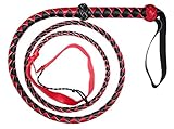6 ft 4 plait Red and Black Real Leather BULL WHIP Whip Custom made Bullwhips