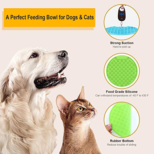 KASBAH Pet Lick Mat, 2 Pack Dog Lick Pad, Boredom Buster Slow Feeder Lick Mat Licking Mat Perfect for Pet Treats Anxious Relief for Fun and Healthy, Green+Orange