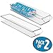 mDesign Stackable Kitchen Storage Organizer Trays with Pull Front Handle for Refrigerators, Freezers, Cabinets, Drawers - BPA Free, Pack of 2 Shallow Bins, Clear