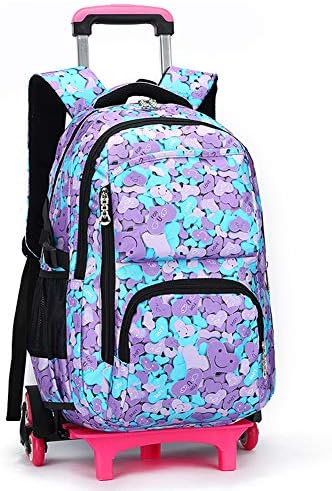 INVECHMARKET 19 Inch Rolling Backpack 6Wheels Trolley Backpack High-Capacity School Bag Removable Student Backpack