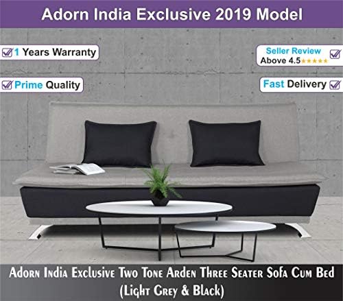 Exclusive Two Tone Arden 4 Seater Wood Sofa Cum Bed 4 x 6 (Light Grey & Black) (3 Year Warranty)