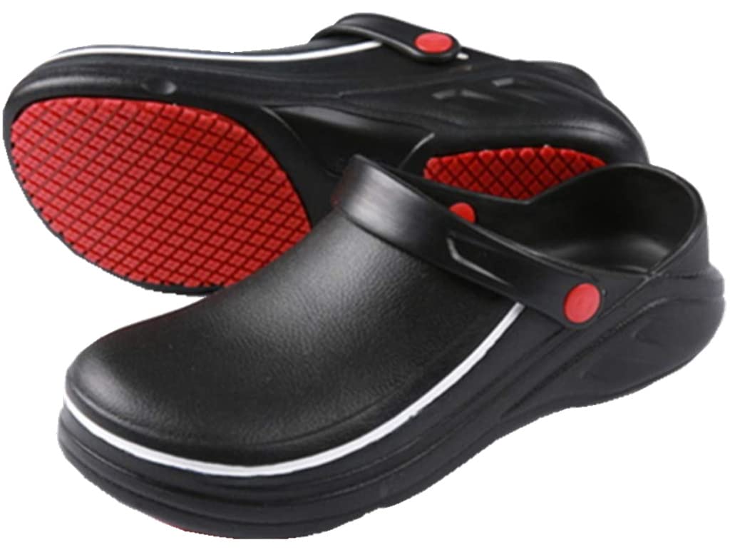 CLYCTIP Men&Women Chef Work Shoes Non Slip for Black Kitchen Clogs