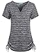 Kimmery Womens Notch V Neck Short Sleeve Loose Fit Drawstring Side Shirts