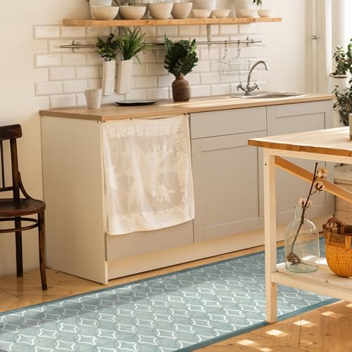 CREARREDA Non-Slip and Washable Vinyl Kitchen Rug, Multi-Purpose Runner, Wear-resistant, Stain Resistant Kitchen Runner, Suitable for Holding Under Sink and Stoves, 100% Made in Italy Print