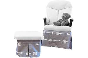 Glider Skirt, Universal Fit Safety Skirt for Glider Chair and Ottoman for Nursery, Baby Proofing Pinch Guard, Glider Chair and Ottoman Sold Separately, Slate Arrow Style