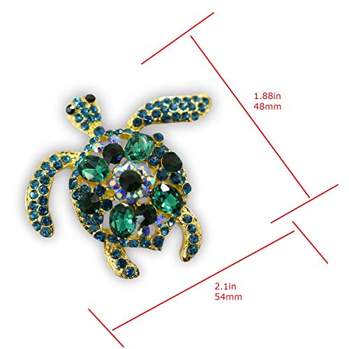 ZUOZUOYA Lovely Sea Animal Lapel Pins for Women - 4Pcs Colorful Crystal Rhinestones Marine Animals as Starfish,Seahorse,Sea Turtle Brooch Pins with Gold Tone - Great for Wife,Sisters and Friends