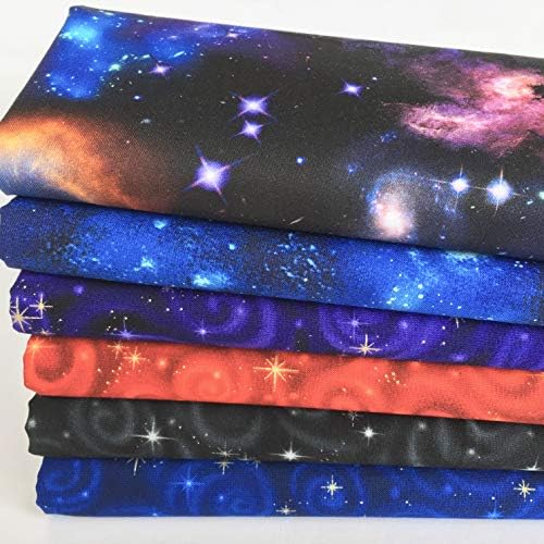Stargazing Space Themed 100% Cotton Fabric Bundles by Robert Kaufman (Fat Quarter Bundle)