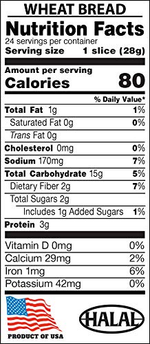 Halal Bread Loaf - Sandwich Wheat - 1 case - 10/24 oz loaves