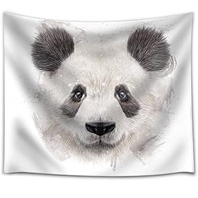 Fun and Colorful Splattered Watercolor Panda Bear - Fabric Tapestry, Home Decor - 51x60 inches