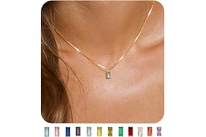 FUNEIA Diamond Necklaces for Women 14K Gold Plated Emerald Birthstone Necklace for Women Mothers Dainty Gold Necklace Blue Green Cubic Zirconia Pendant Necklace Birthday Gifts for Women Jewelry