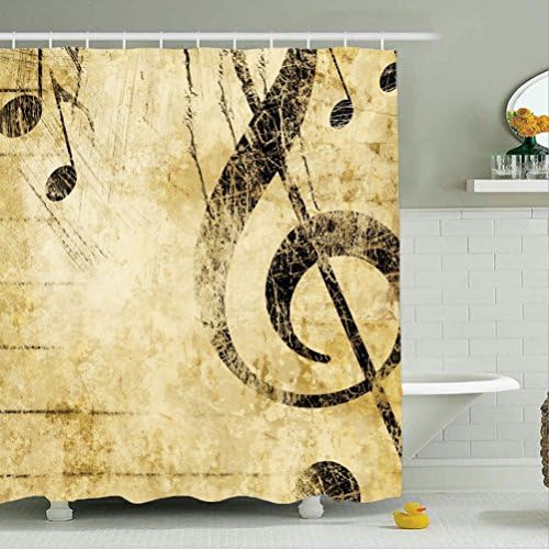 MariamMcKinley keys treble clef music notes Shower Curtain, 72 x 72 Black Brown