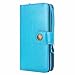 TabPow Galaxy S7 Case, 10 Card Slot - [ID Slot][Button] Wallet Folio PU Leather Case Cover with Detachable Magnetic Hard Case for Samsung Galaxy S7, Blue