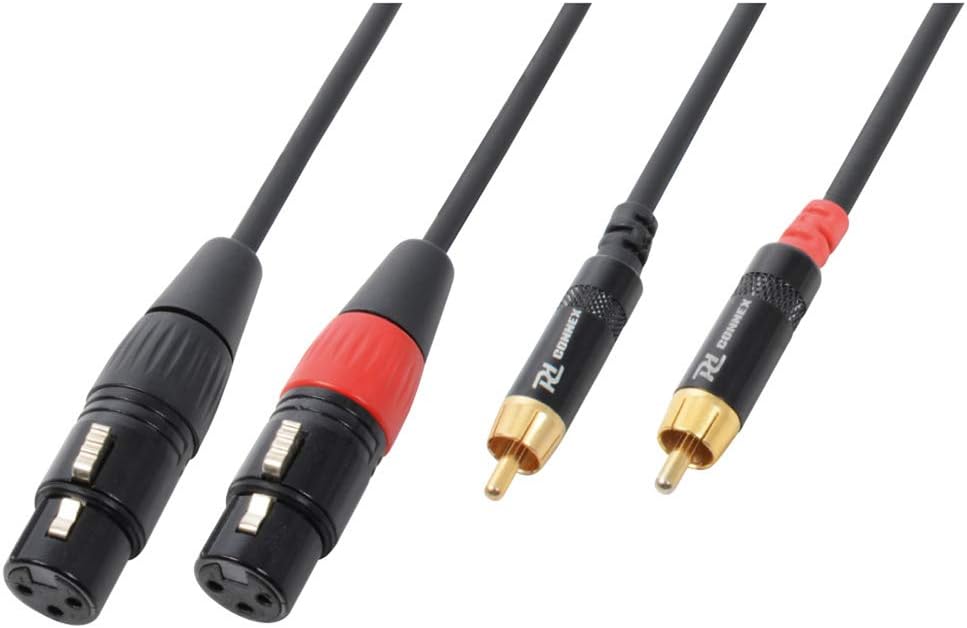 Twin Female XLR to Twin Male RCA Phono Plugs Connection Lead Cable 6.0m DJ Disco