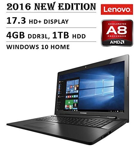 2016 Newest Lenovo Premium High Performance 17.3-inch HD+ (1600 x 900) Laptop ( AMD Quad-Core A8 2.0 GHz, 4GB DDR3L, 1TB HDD, DVD RW, Webcam, WiFi, HDMI, VGA, Bluetooth Windows 10 ) - Black