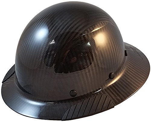 Texas America Safety Company Actual Carbon Fiber Material Hard Hat with Hard Hat Tote- Full Brim, Glossy Black