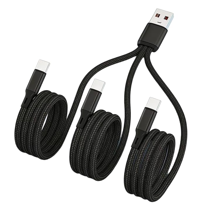 GIMIRO GC2102 Multi-use 3 in 1 Type C Charging USB Cables Fast Charge Data Transfer [ 120CM ] Each Branch Charge Cable - Best for Office Game Travel Car Home(CCC) — image 1