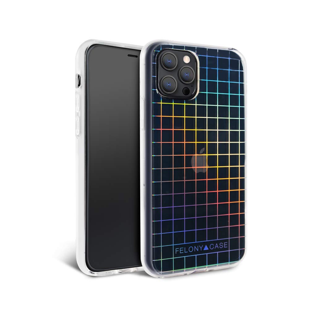 FELONY CASE - iPhone 12 Pro Max Case - Stylish Holographic Grid Phone Cover - Anti-Scratch, Wireless Charging Compatible, 360° Shockproof Protective Cases for Apple iPhone 12 Pro Max — image 1