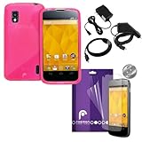 Fosmon 7 in 1 Bundle for Google Nexus 4 / LG Nexus 4 - 1x Fosmon DURA S Series TPU Case Cover, Fosmon *3 Pack* Anti-Glare (Matte) Screen Protector Shields, 1x Home Charger, 1x Car Charger, 1x USB Data Cable