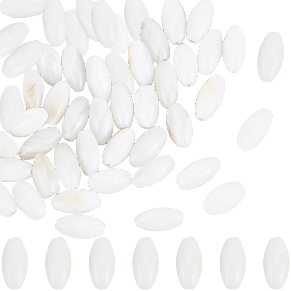 SUNNYCLUE 1 Box 100Pcs Natural Shell Spacer Bead Bulk White Mother of Pearl Shell Beads Sea Beach Cowrie Oval Cultured Loose Seed Beads for jewellery Making DIY Friendship Bracelet Necklace DIY Gifts