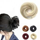 FESHFEN Scrunchy Scrunchie Hairpieces Elastic Messy Hair Bun Ponytail Hair Extensions Wig Drawstring-14H613 Light Ash Brown & Bleach Blonde