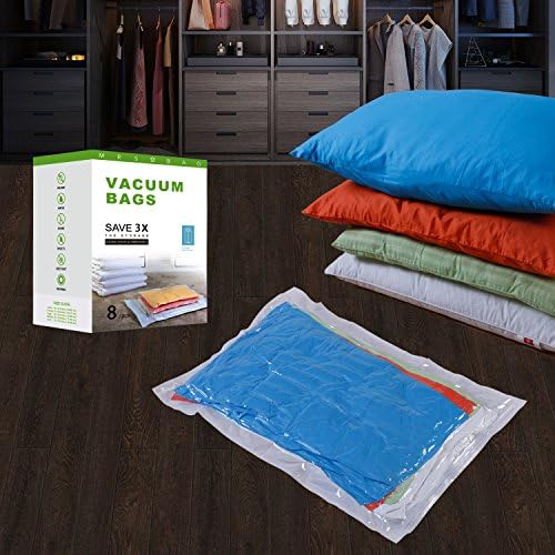 8 Medium (28x20'') Embossed Vacuum Storage Bags - Strong 120 Micron (40% Thicker) Clothing Storage Space Saver Bags with Free Double Hand Pump, Storage Containers for Blanket, Towel, Garment