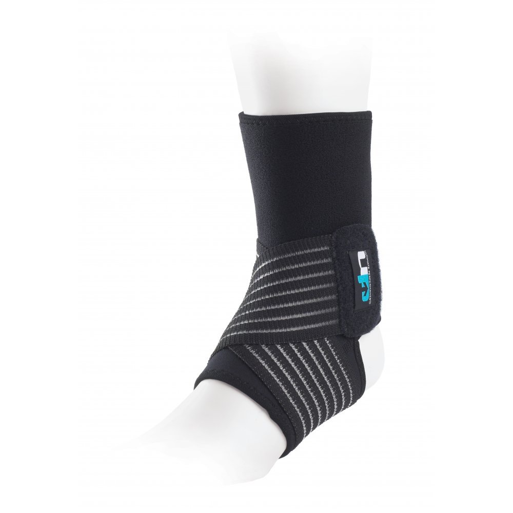 Ultimate Performance Neoprene Ankle Support with Straps, Black/Grey, One, UP5225
