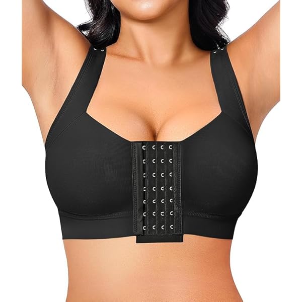 Nebility Soutien-gorge De Sport Post-chirurgical Pour Femme Avec Fermeture à L'avant Avec Bretelles Réglables, Dos Nageur Sans Armatures, Beige, Medium