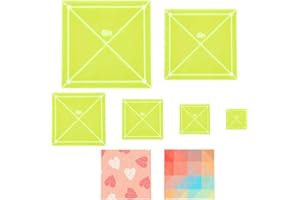 HOBBIESAY 6Pcs Quilting Template Set Acrylic 1-6 Inch Square Templates for Quilt Quilting Precision Tools Templates Supplies Green Yellow for DIY Sewing Quilting Crafts