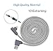 10 Foot iPhone Charger Cord,90 Degree Right Angle Lightning Cable 10 ft 3 Pack Charging Cord Compatible with iPhone X/8/7/6(Grey,10 feet)