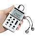 Personal AM/FM Pocket Radio Portable Mini Stereo Digital Tuning Transistor Radio with Earphone and Rechargeable Battery for Walk (Silver)