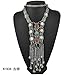 SUNSCSC Vintage Retro Rhinestone Turquoise Long Boho Bohemian Statement Necklace for Women