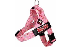 BULLHUG Adjustable Dog Harness – No Pull, No Choke – for English Bulldogs, French Bulldogs, Pugs & Broad-Chested Breeds – Eas