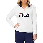 Fila Women's 1/4 Zip Pullover Sweatshirt (White, X-Large)