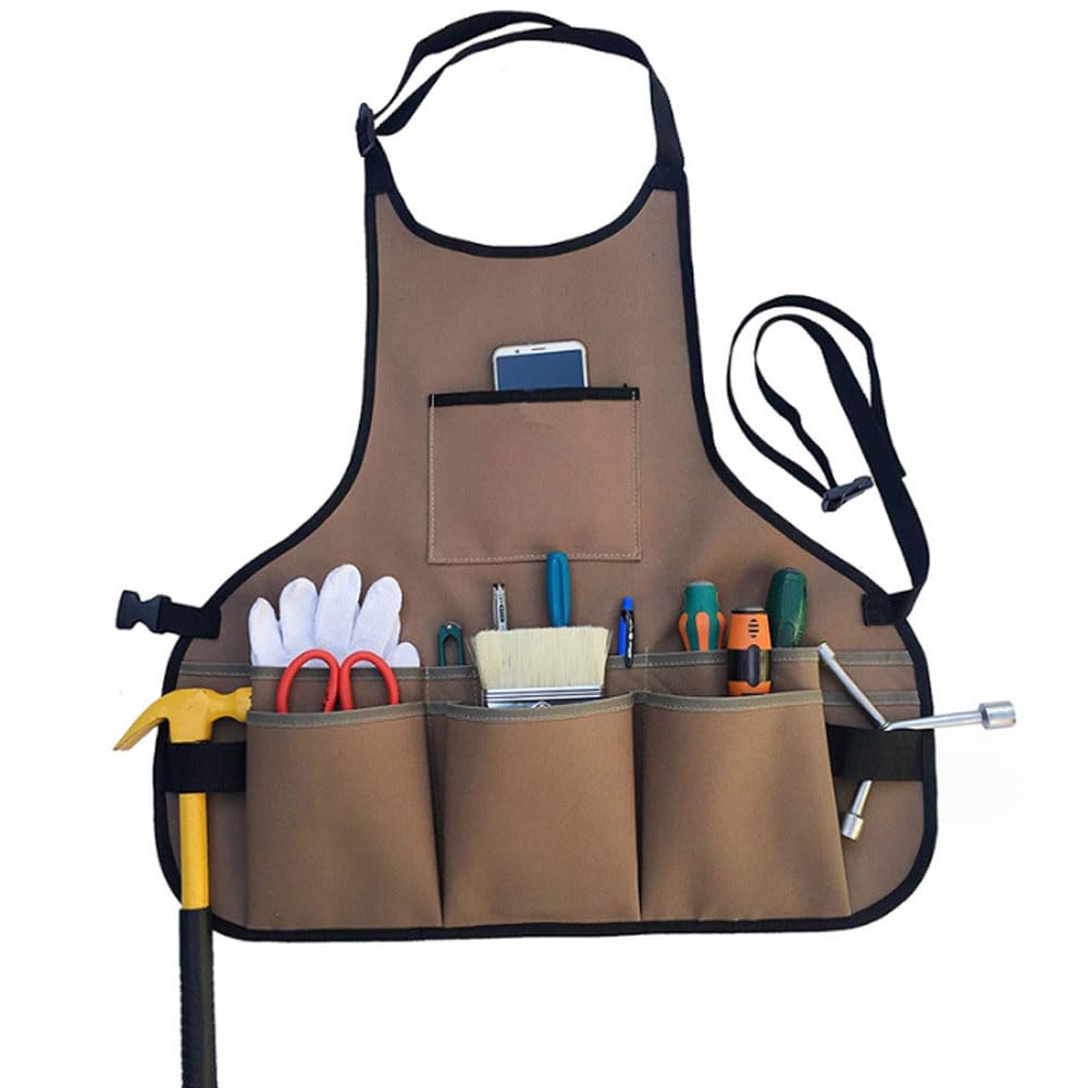 Oaygat Garden Tool Apron with Multiple Pockets - Waterproof Wear-Resistant Work Belt with Adjustable Strap - Oxford Cloth for Carpenters Gardeners Women Men