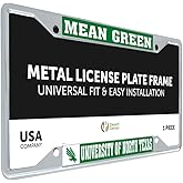 Desert Cactus University of North Texas Car Accessories Mean Green Metal License Plate Frame and Tag Holder for Front or Rear of Car (Mascot)